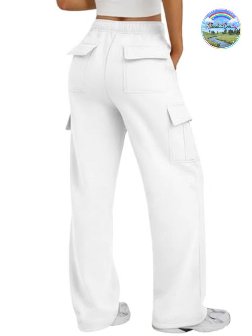 Women's Cargo Sweatpants Wide Leg Pants with Pockets Cotton Blend